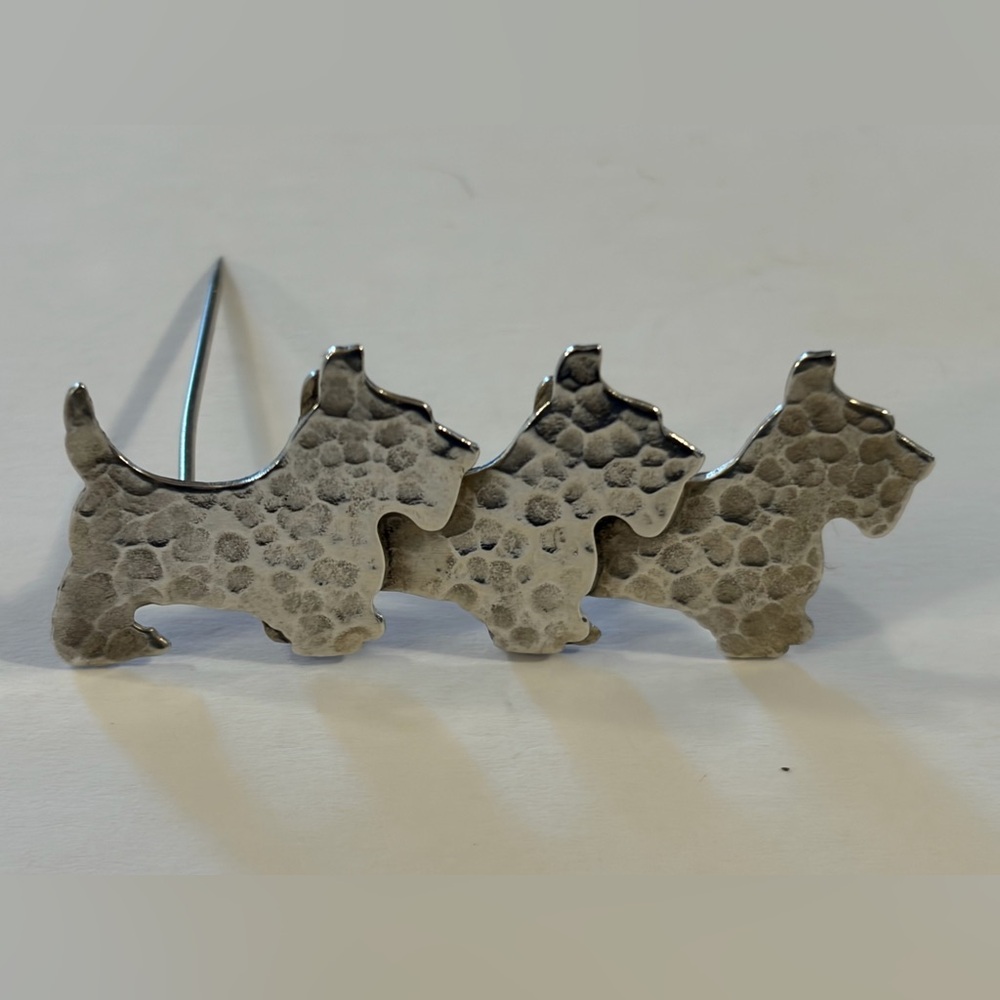 Vintage Sterling Silver Triple Scottie Dog Brooch Pin”
Mid Century
